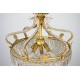 Araña de bronce dorado estilo Imperio y cristal estilo Baccarat