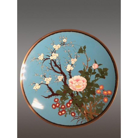 Placa de Cloisonné Japón Finales del siglo XIX